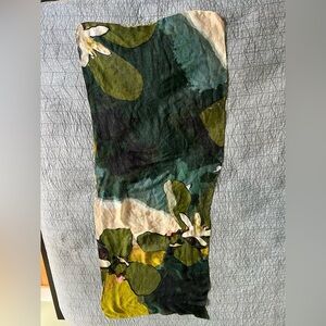 Floral Green and White Abstract Floral Scarf